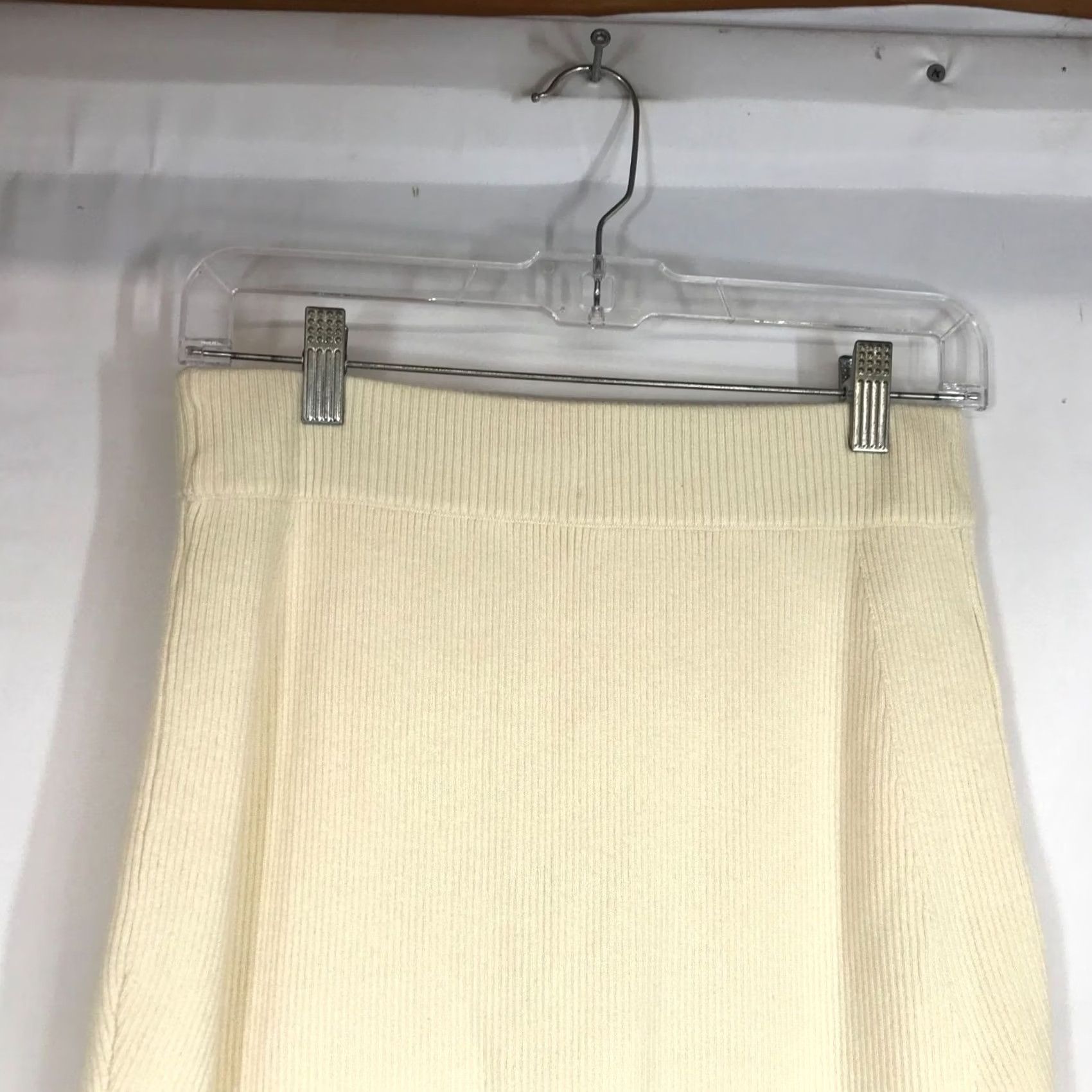 AYR AYR WOMEN'S SKIRT S MIDI CREAM RIBBED MERINO WOOL BLEND STRAIGHT & PENCIL" Size S / US 4 / IT 40 - 5 Thumbnail