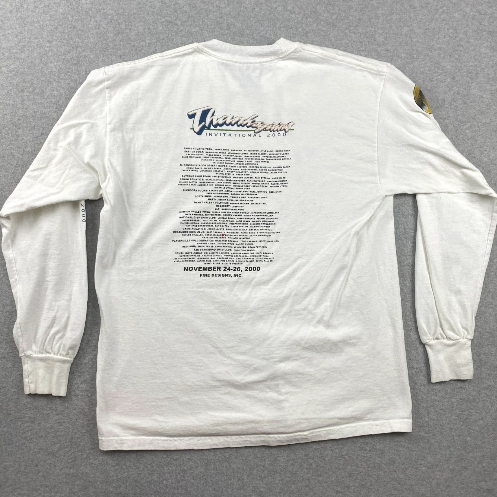 Gildan VTG Y2K Las Vegas Thanksgiving Swim Invitational Shirt Mens Large Double-Sided Gildan Ultra Cotton Multicolor Long Sleeve Crew Neck T-Shirt Size US L / EU 52-54 / 3 - 6 Thumbnail