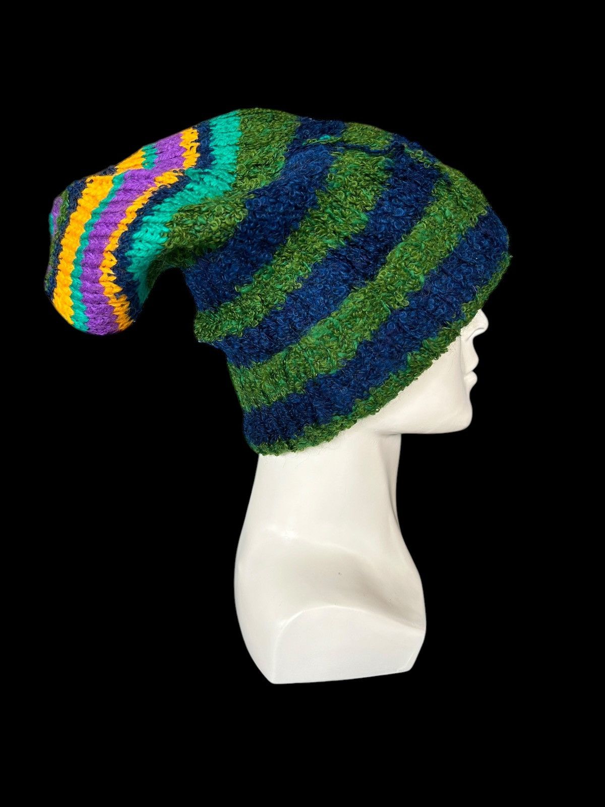 Japanese Brand × Kapital × Vintage Crochet Knitted Handmade Big Beanie Hats Rare ☠️☠️ Size ONE SIZE - 4 Thumbnail