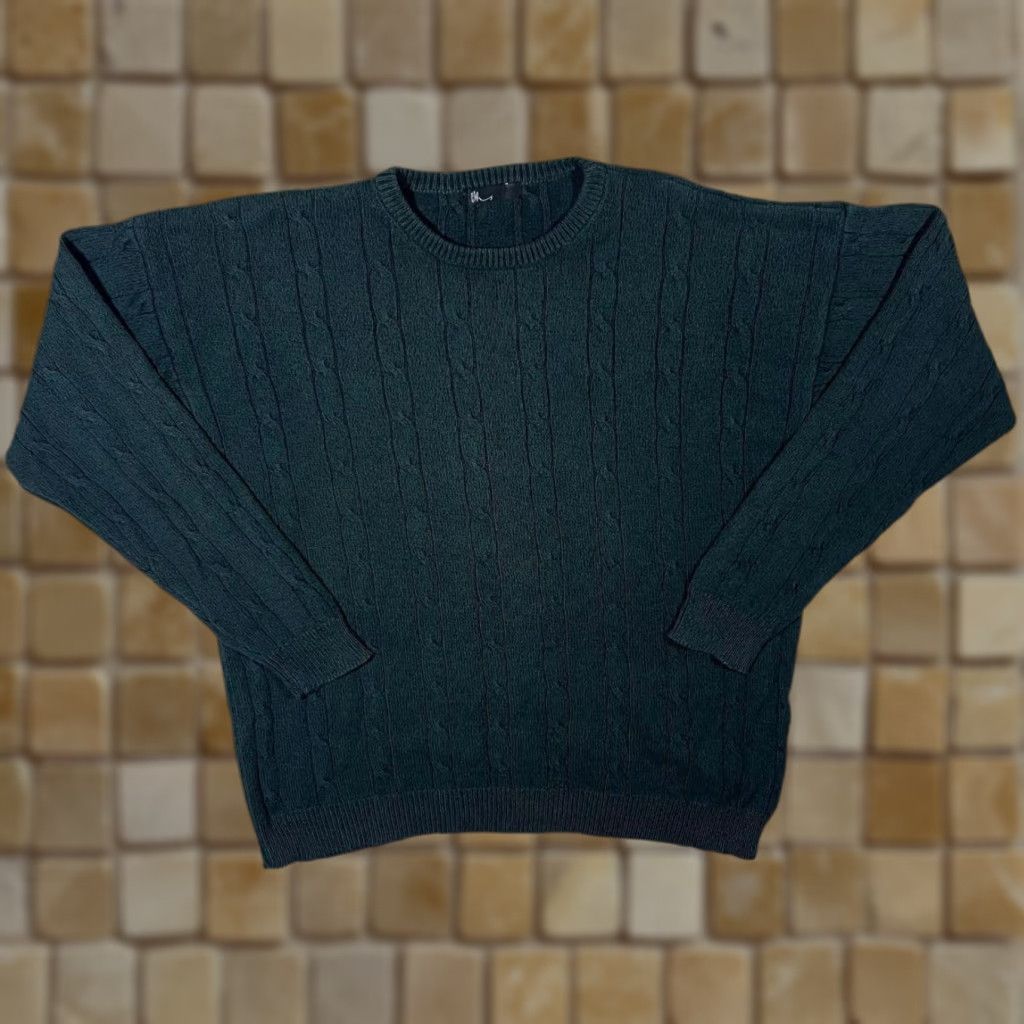 Vintage VINTAGE BHS Jumper Pullover Knit Cotton Cable Blue-Green XL Men Size US XL / EU 56 / 4 - 1 Thumbnail
