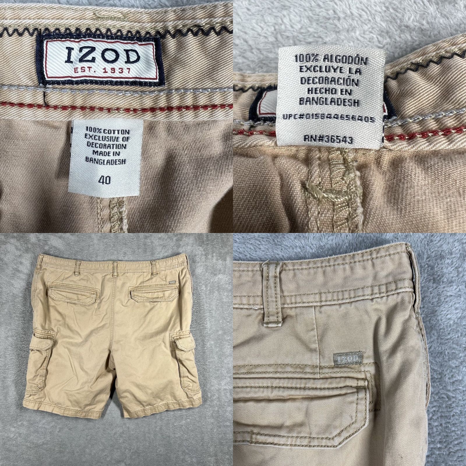 Izod IZOD Shorts Mens Size 40 Cargo Beige Cotton 10 Inseam Zip Flat Front Regular 40in Inseam Casual Travel Outdoor Hiking Mens Size US 40 / EU 56 - 8 Thumbnail