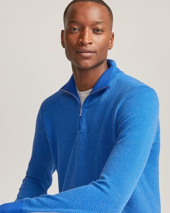 Loro Piana o1srvl11e0824 Mezzocollo Roadster Sweater in Blue Size US S / EU 44-46 / 1 - 5 Thumbnail