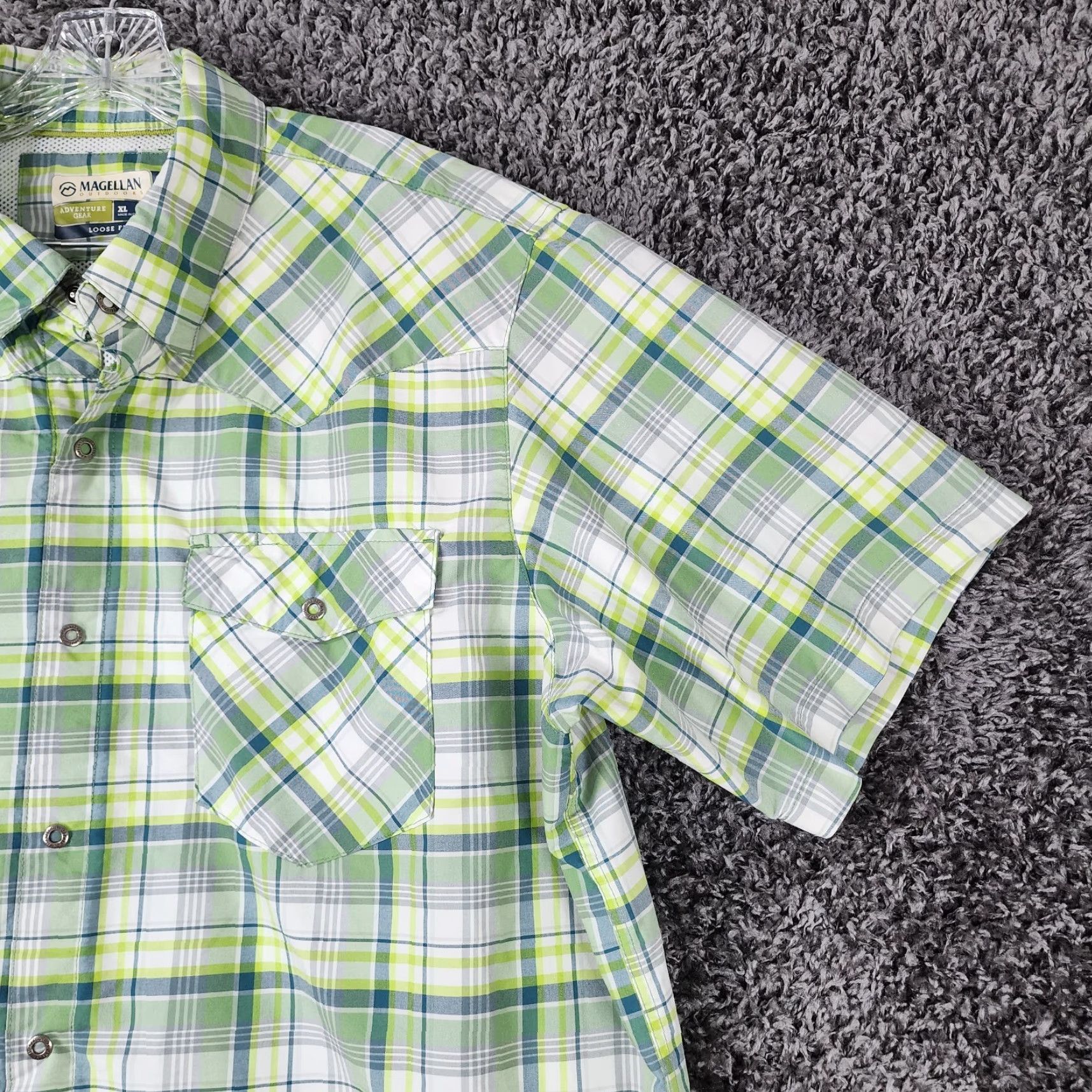 Vintage Magellan Outdoors Shirt Men XL Green Plaid Short Sleeve Button-Up Outdoor Comfort Fit Size US 36 / EU 52 - 3 Thumbnail