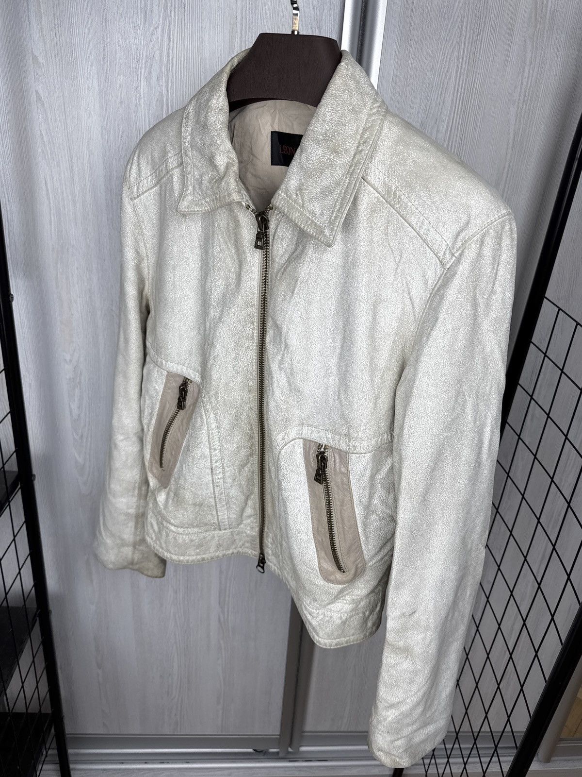 Other Leonardo White faded leather biker jacket vintage size 50 Size US M / EU 48-50 / 2 - 9 Thumbnail