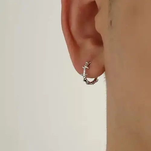 Sterling Silver 100%925 silver retro punk earrings （1pairs） Size ONE SIZE - 1 Thumbnail