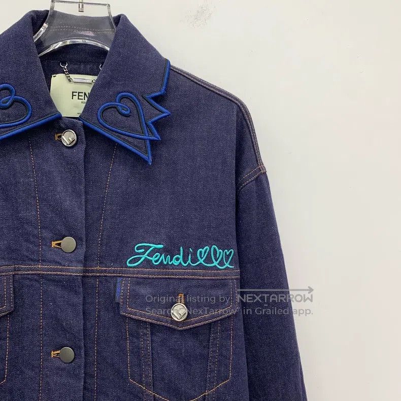 Fendi Fendi Dark blue heart sequin embroidery cotton collar sing Size XS / US 0-2 / IT 36-38 - 3 Thumbnail