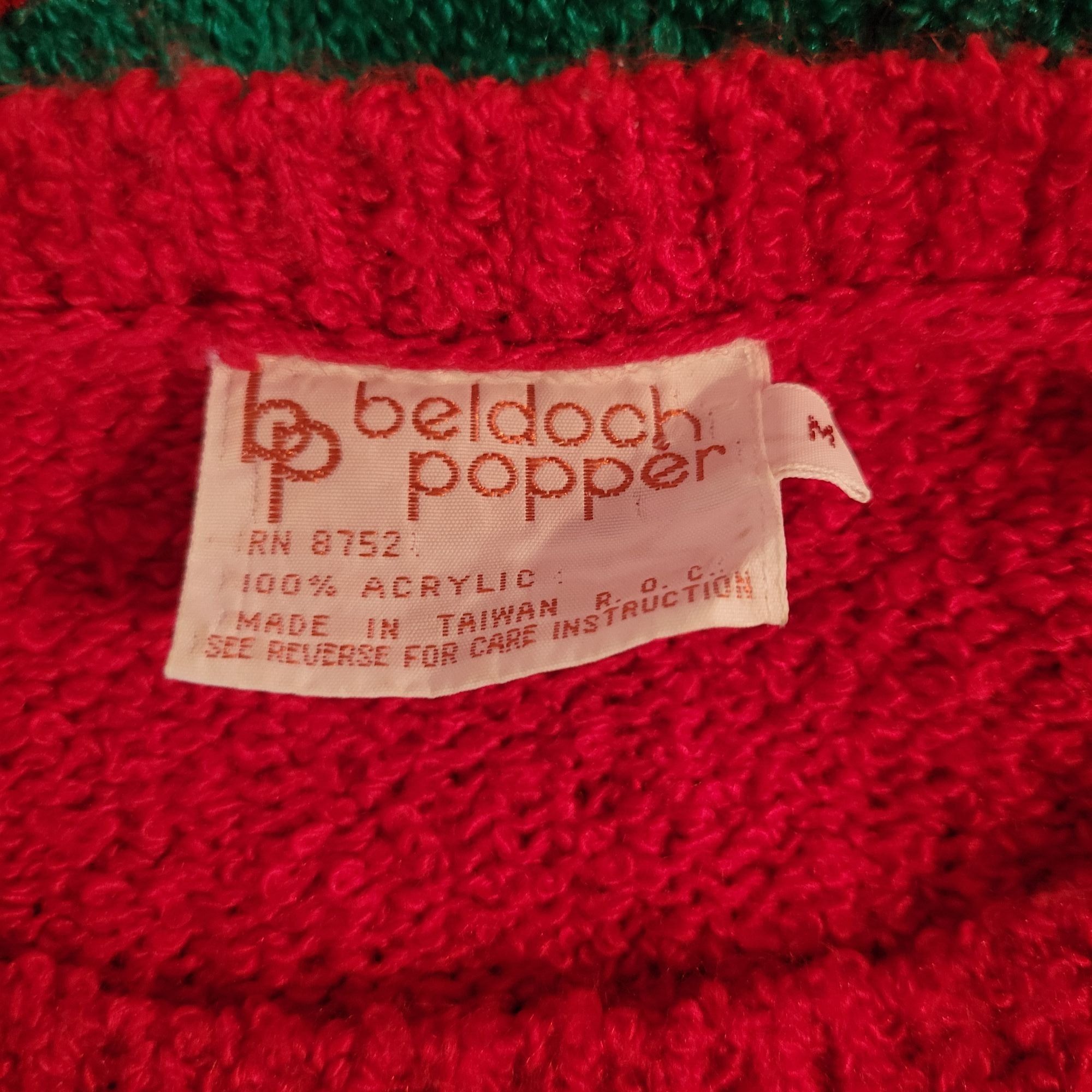 Beldoch Popper M Striped Red Pullover Sweater Primary Colors