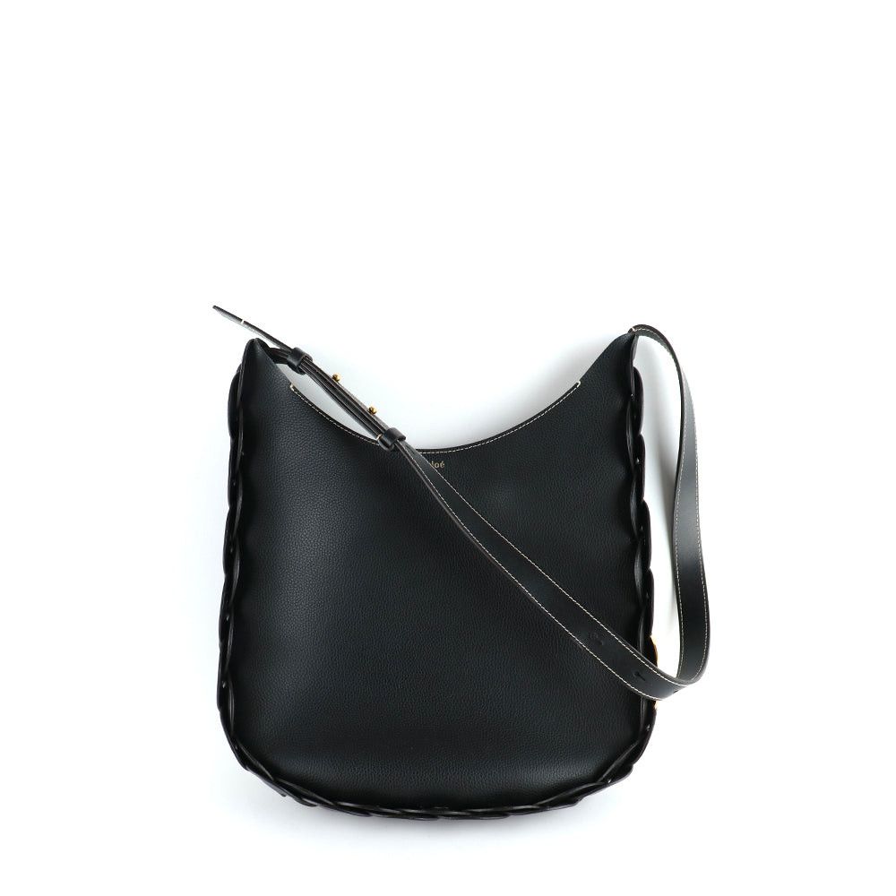 image of Chloe Chloé - Darry Shoulder Bag In Black Grained Leather, Women's