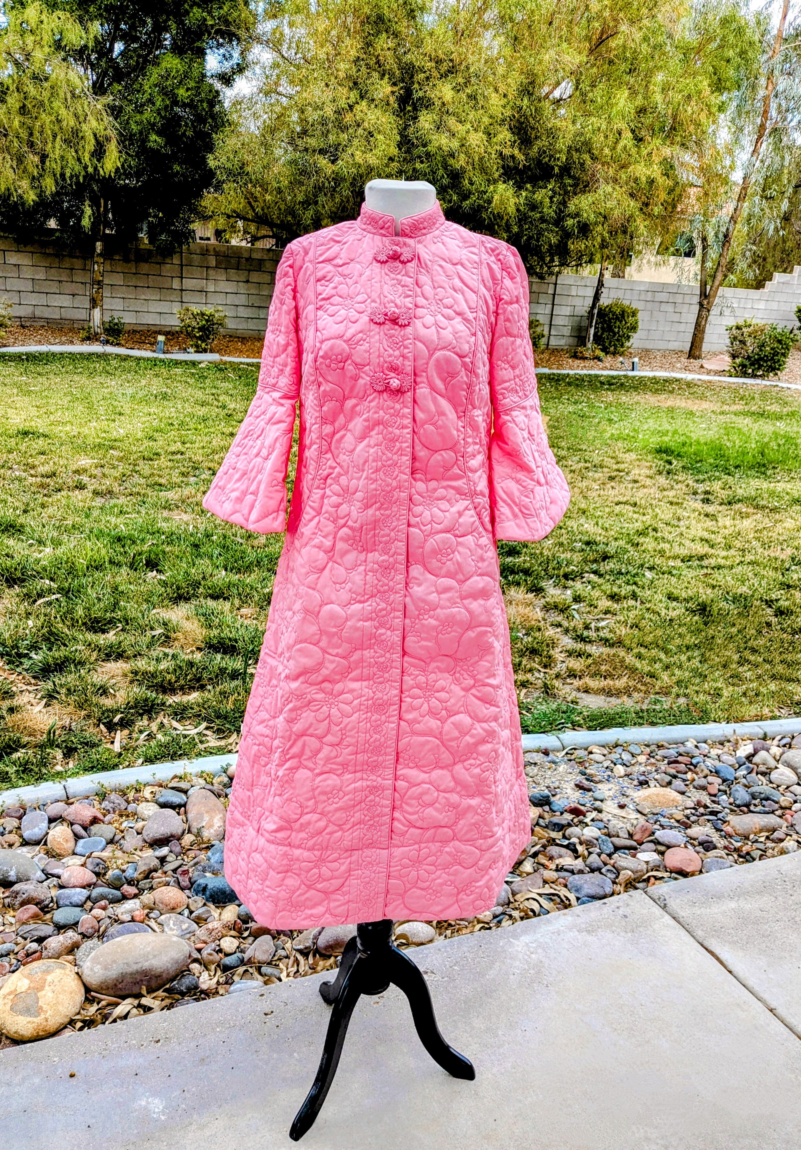 Designer Charles & Co Chinese Quilted Pullover Button Long Dress Coat Size S / US 4 / IT 40 - 1 Thumbnail
