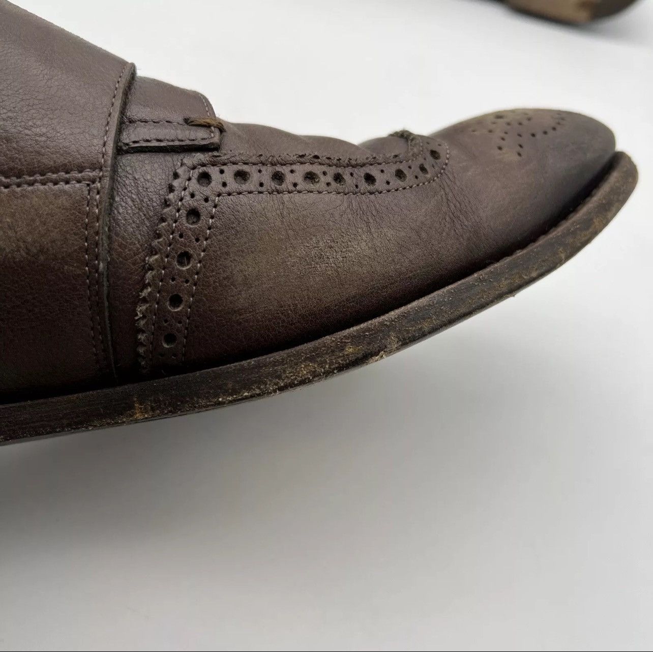 Prada PRADA Perforated Double Monk Strap Leather Oxfords Size US 9 / EU 42 - 10 Thumbnail