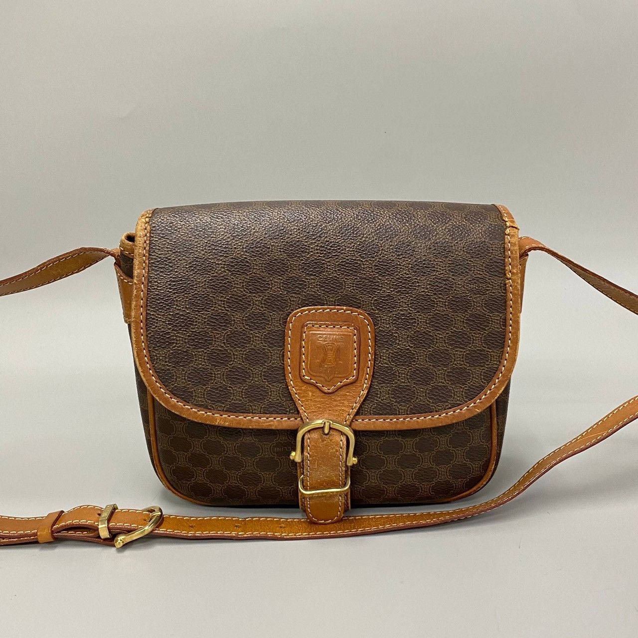image of Celine Macadam Crossbody Bag in Brown, Women's