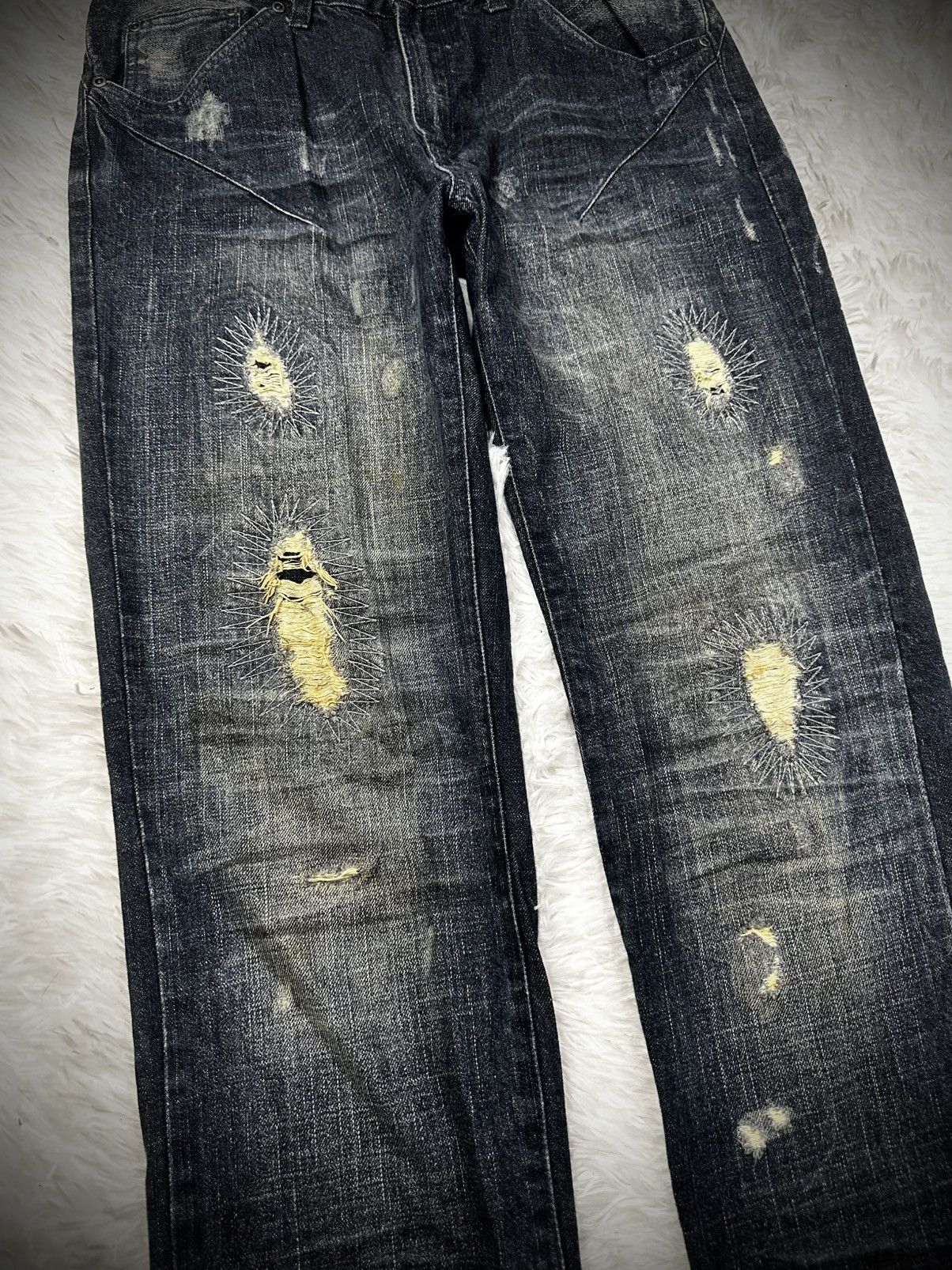 Japanese Brand 💥rare💥 semantic design punk ripped denim jeans Size US 32 / EU 48 - 2 Thumbnail