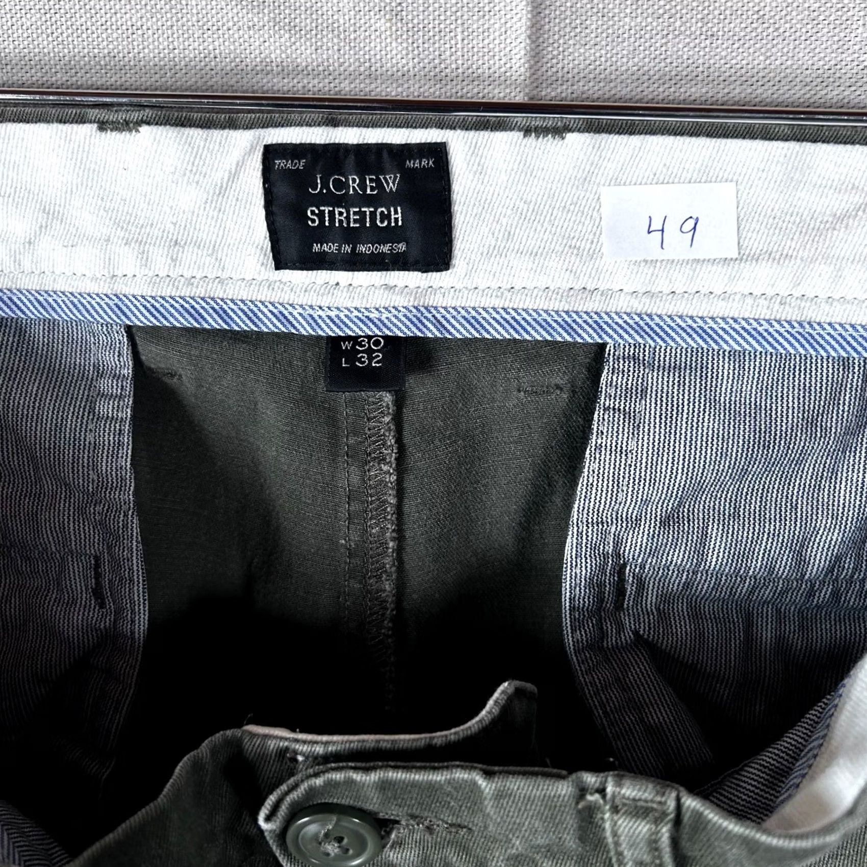J.Crew J.Crew 484 Stretch Chino Pants Mens 30x32 Dark Olive Green Slim Trousers Size US 30 / EU 46 - 2 Thumbnail