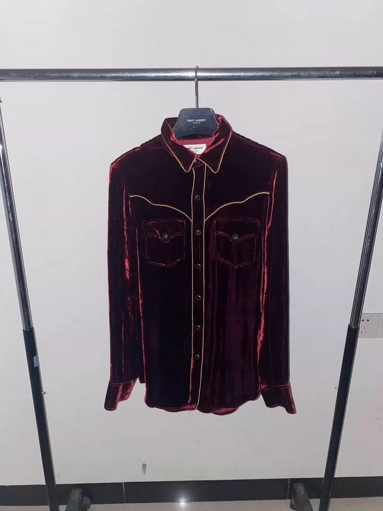Saint Laurent Paris Saint Laurent Paris 16 FW Court Shirt with Red Velvet and G Size US XS / EU 42 / 0 - 1 Thumbnail