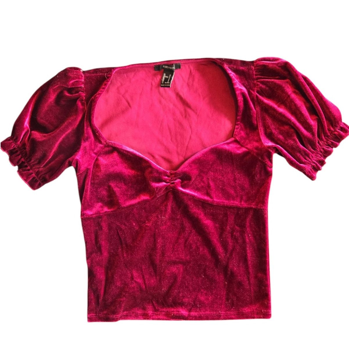 Forever 21 Forever 21 | Red Velvet Top with Sweatheart Neckline | Small Size S / US 4 / IT 40 - 1 Thumbnail