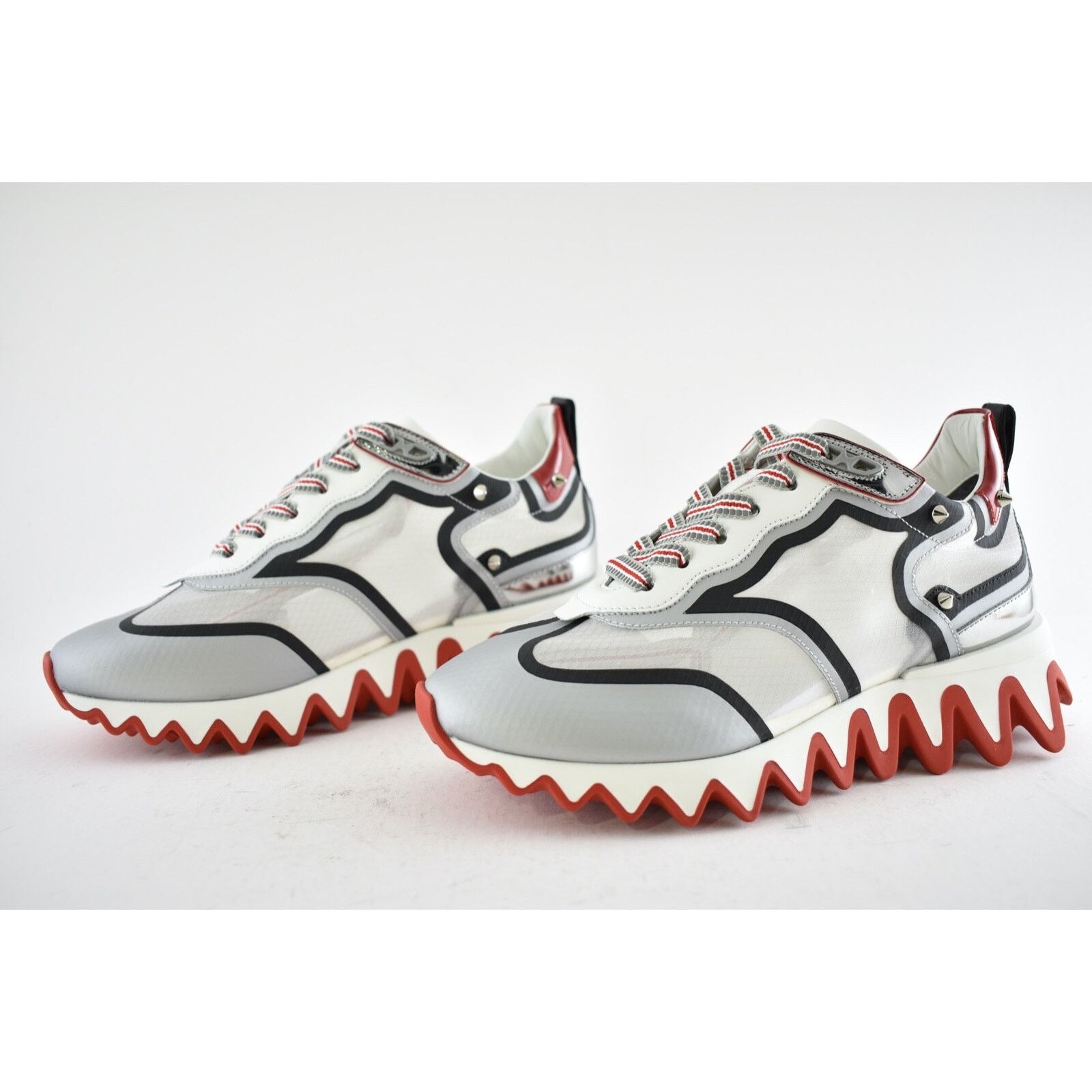Christian Louboutin Sharkina Flat Silver Black Red Platform Low Top Sneaker 36.5 Size US 6.5 / IT 36.5 - 9 Thumbnail