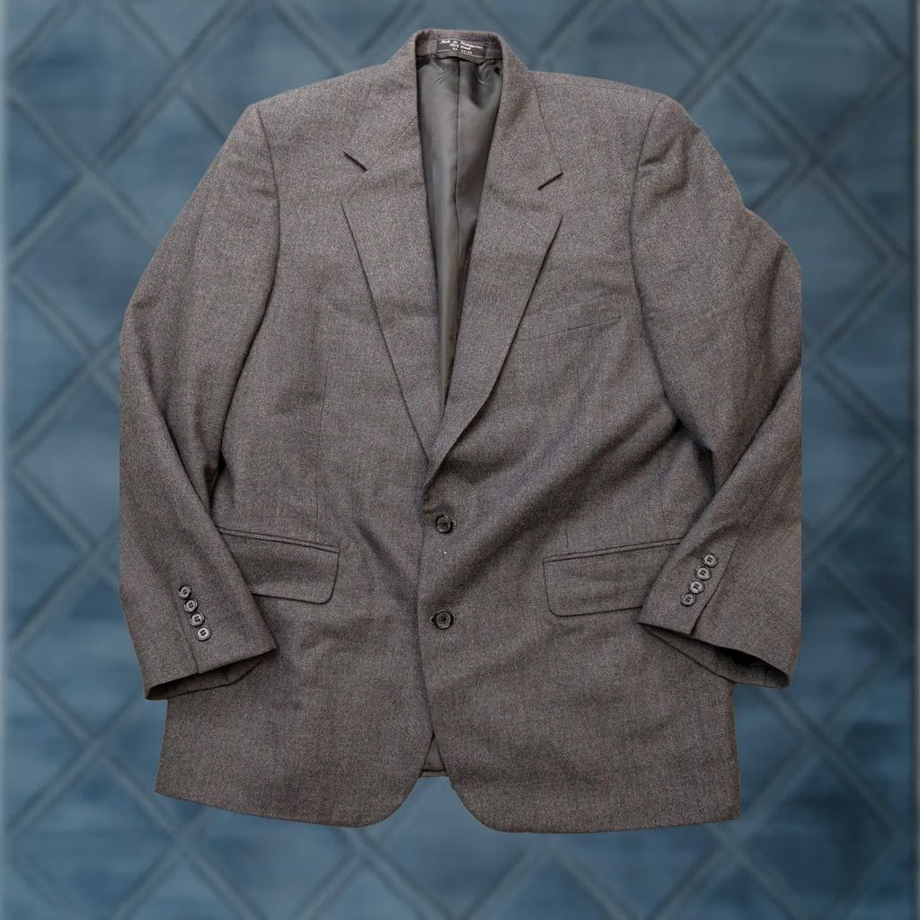 Vintage Jeffrey Banks Blazer Mens 44R Gray 100% Wool Two-Button Notch Lapel Single-Breasted Jacket Regular Size XX Size 44R - 1 Thumbnail