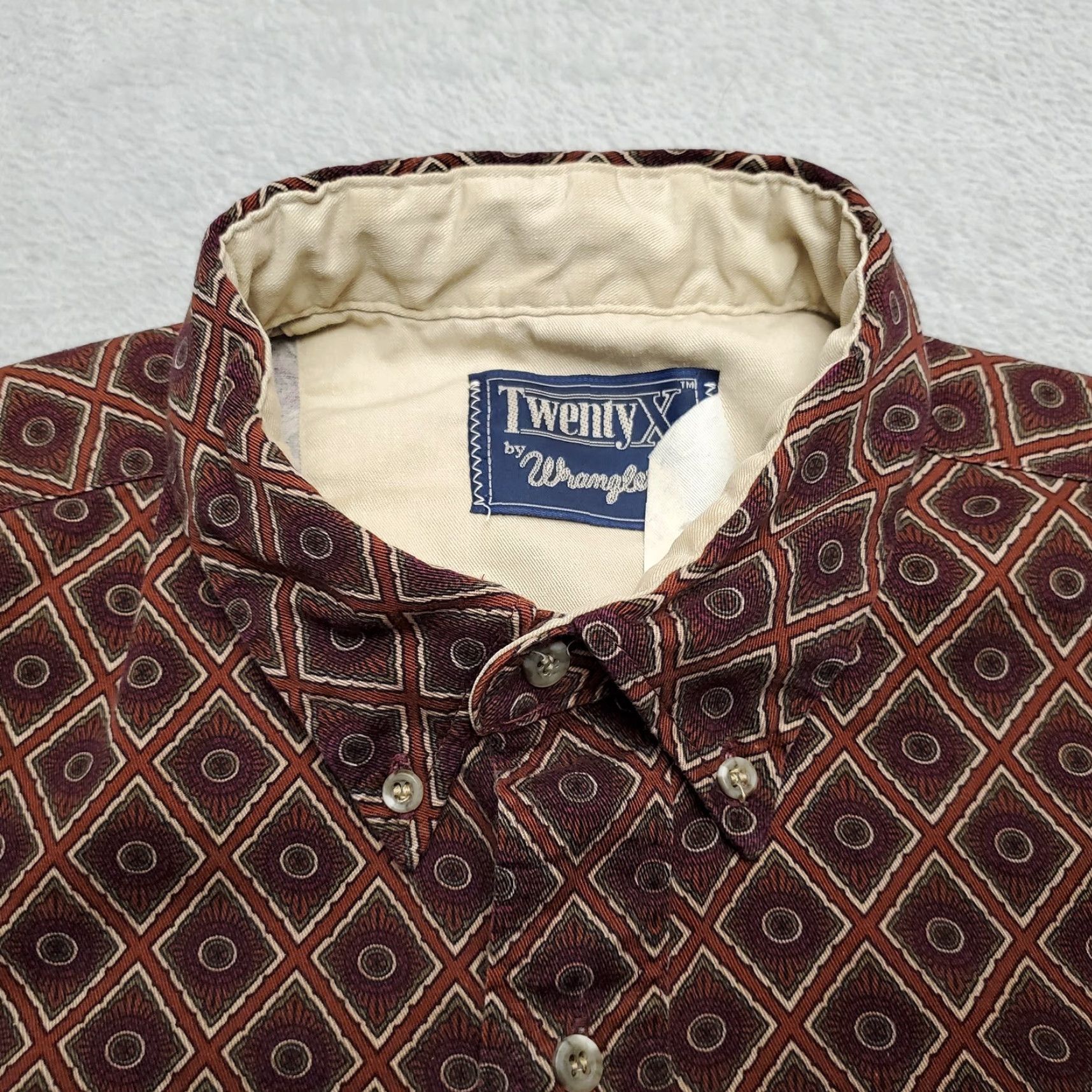 Wrangler Wrangler Shirt Men XXL Red Geometric Diamond Twenty X Long Sleeve Western Casual Size US XXL / EU 58 / 5 - 3 Thumbnail