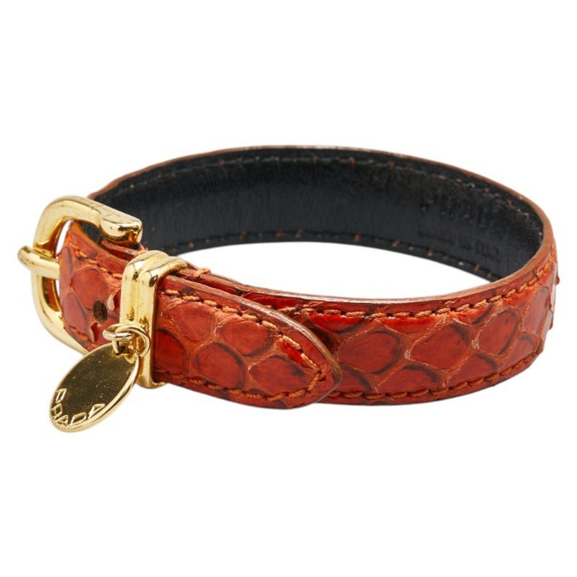 Prada Prada logo belt bracelet in red gold plated leather  display picture 3