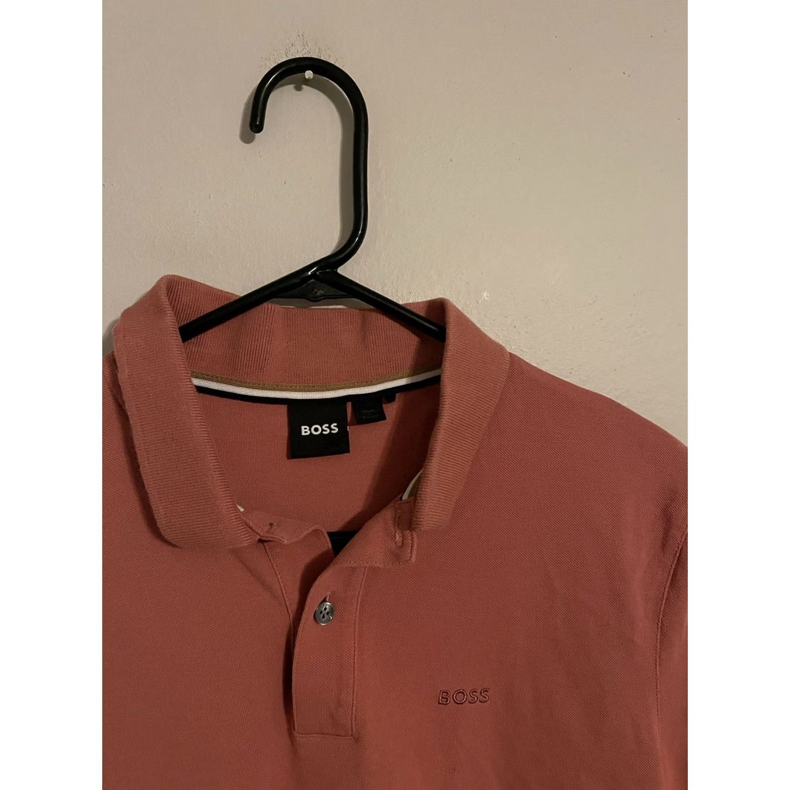 Hugo Boss HUGO BOSS Polo Shirt Men's Medium Pink Cotton Chest Logo S/S Size US M / EU 48-50 / 2 - 2 Thumbnail