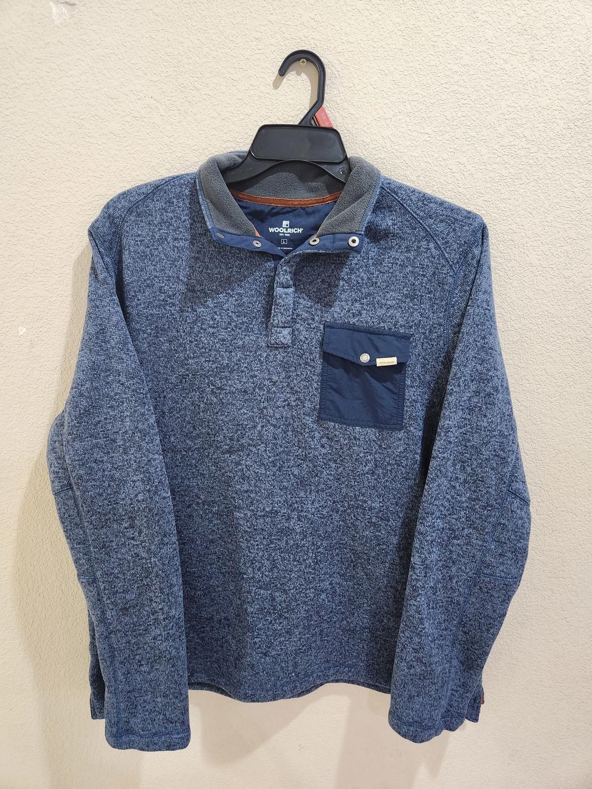 Woolrich Woolen Mills Woolrich Men's Grey Pullover Fleece with Buttoned Chest Pock Size US L / EU 52-54 / 3 - 1 Thumbnail