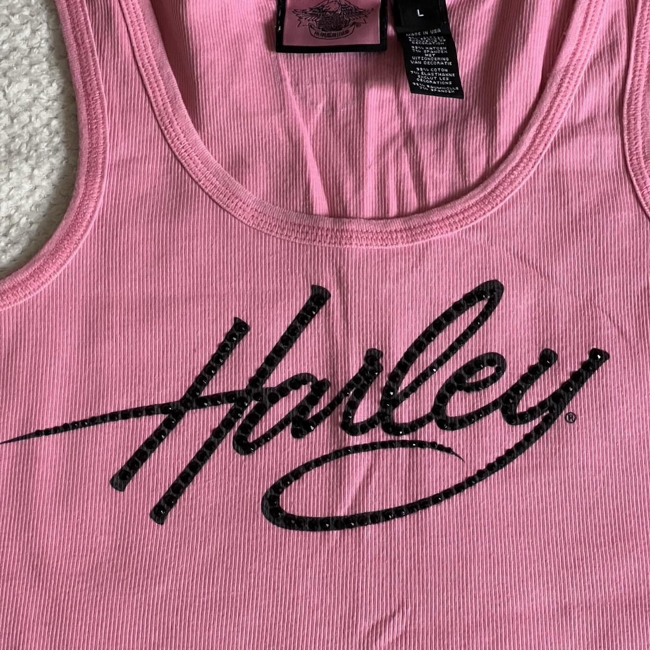Harley Davidson HARLEY-DAVIDSON y2k pink tank top with black rhinestones Size L / US 10 / IT 46 - 3 Thumbnail