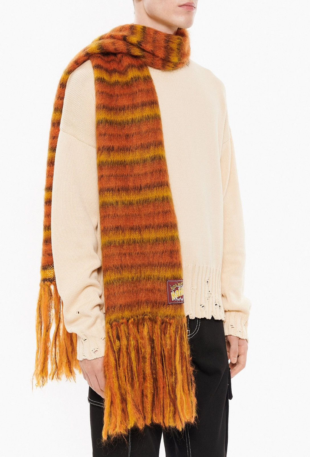 Marni Last Item Marni Orange Striped Mohair Blend Scarf Size ONE SIZE - 3 Thumbnail