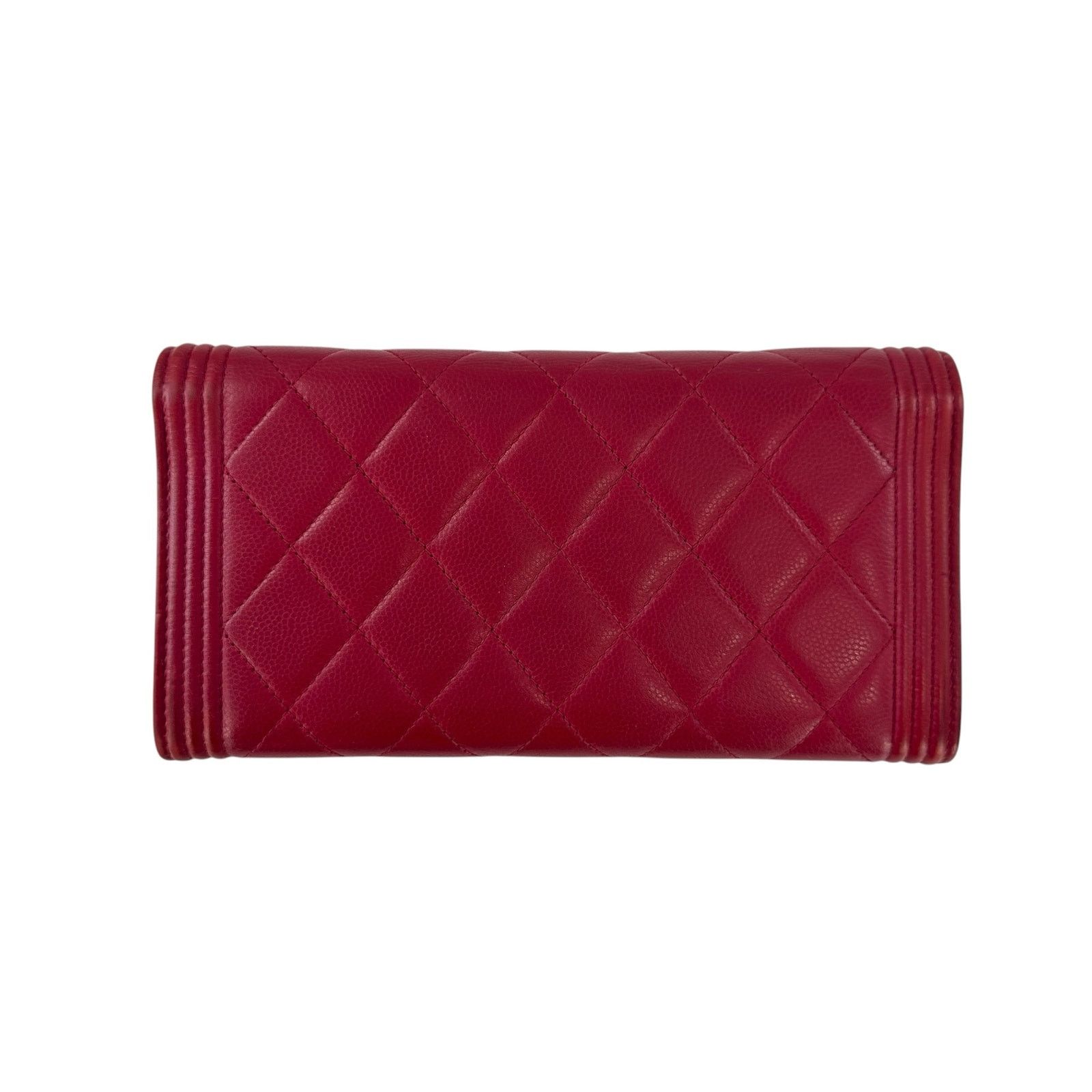 Chanel Chanel CC Boy Flap Red Matelassé Wallet Size ONE SIZE - 2 Thumbnail