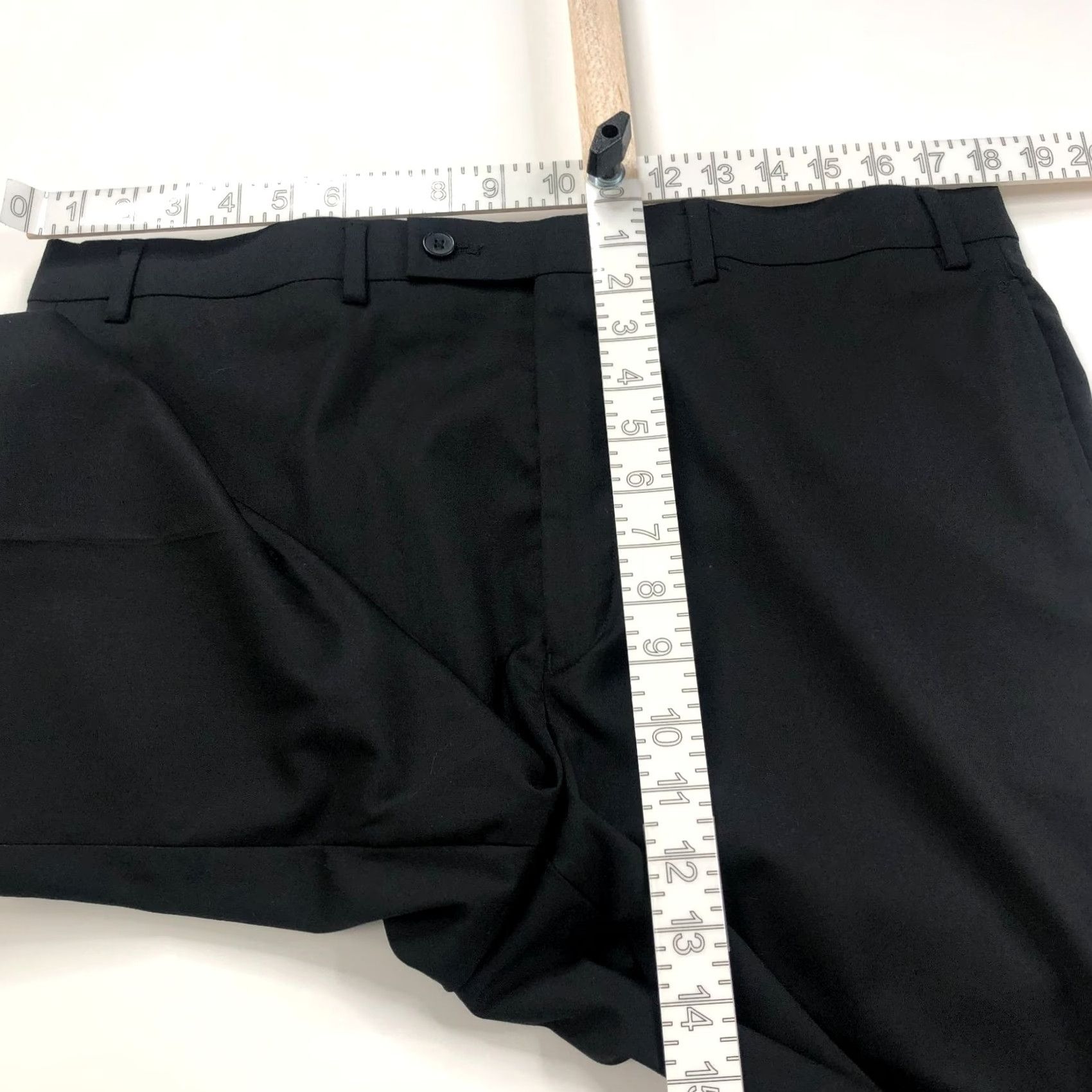 Calvin Klein Calvin Klein Mens Flat Front Dress Pants Black 36W 34L Polyester Rayon Spandex Straight Front Zip Pockets Button Casual Formal Workwear N/A Size US 36 / EU 52 - 6 Thumbnail