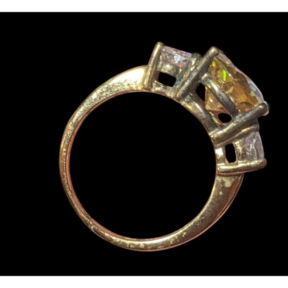 Other Brilliant Three Stone Sterling Silver Gold Tone Plated Engag Size ONE SIZE - 4 Thumbnail