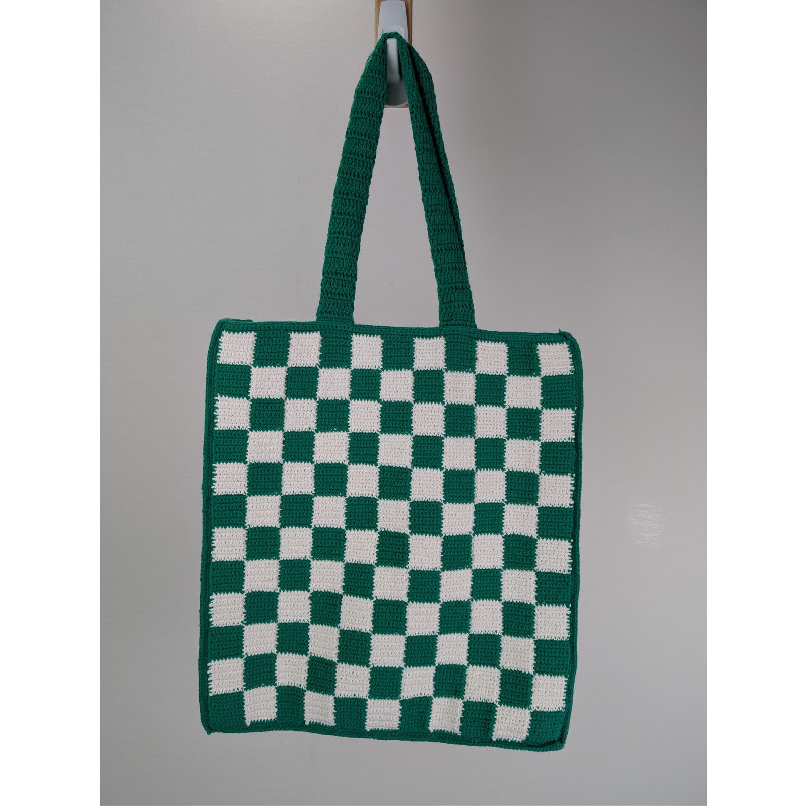 Casablanca o1rshd1 Size: OS / crochet cotton tote bag in green & white Size ONE SIZE - 10 Thumbnail