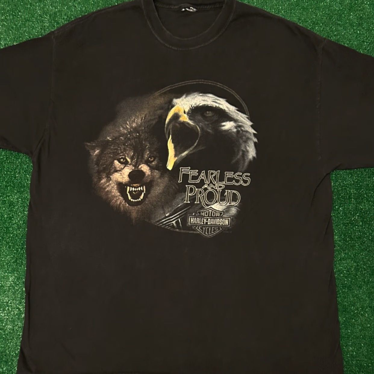 Harley Davidson VINTAGE Harley-Davidson T-Shirt XL Black 90s Biker Grunge Y2K Eagle Wolf Logo Shirt Mens XL Size US XL / EU 56 / 4 - 5 Thumbnail