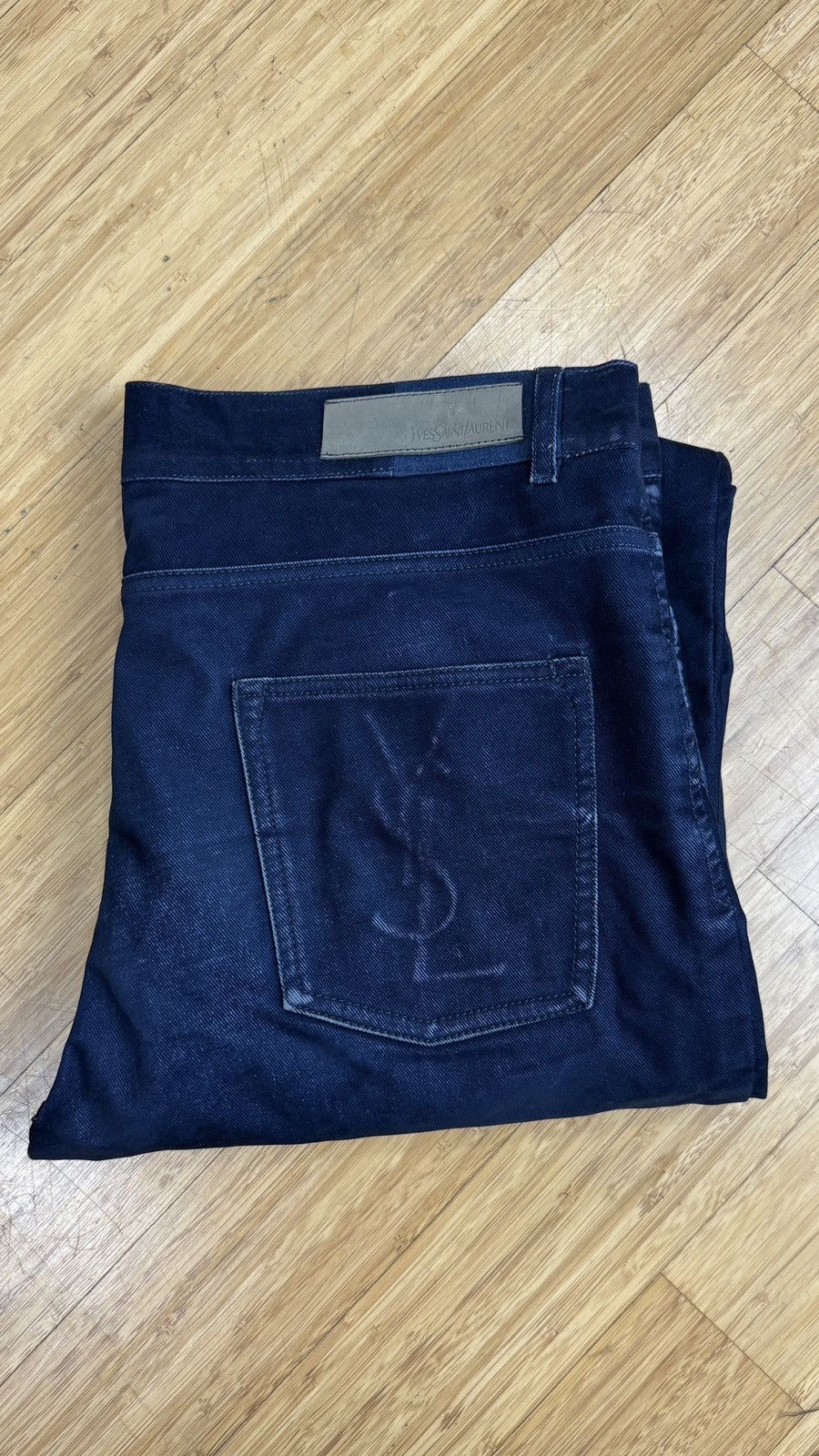 Yves Saint Laurent Yves Saint Laurent Flocked Denim Straight Leg Jeans Size US 33 - 4 Thumbnail