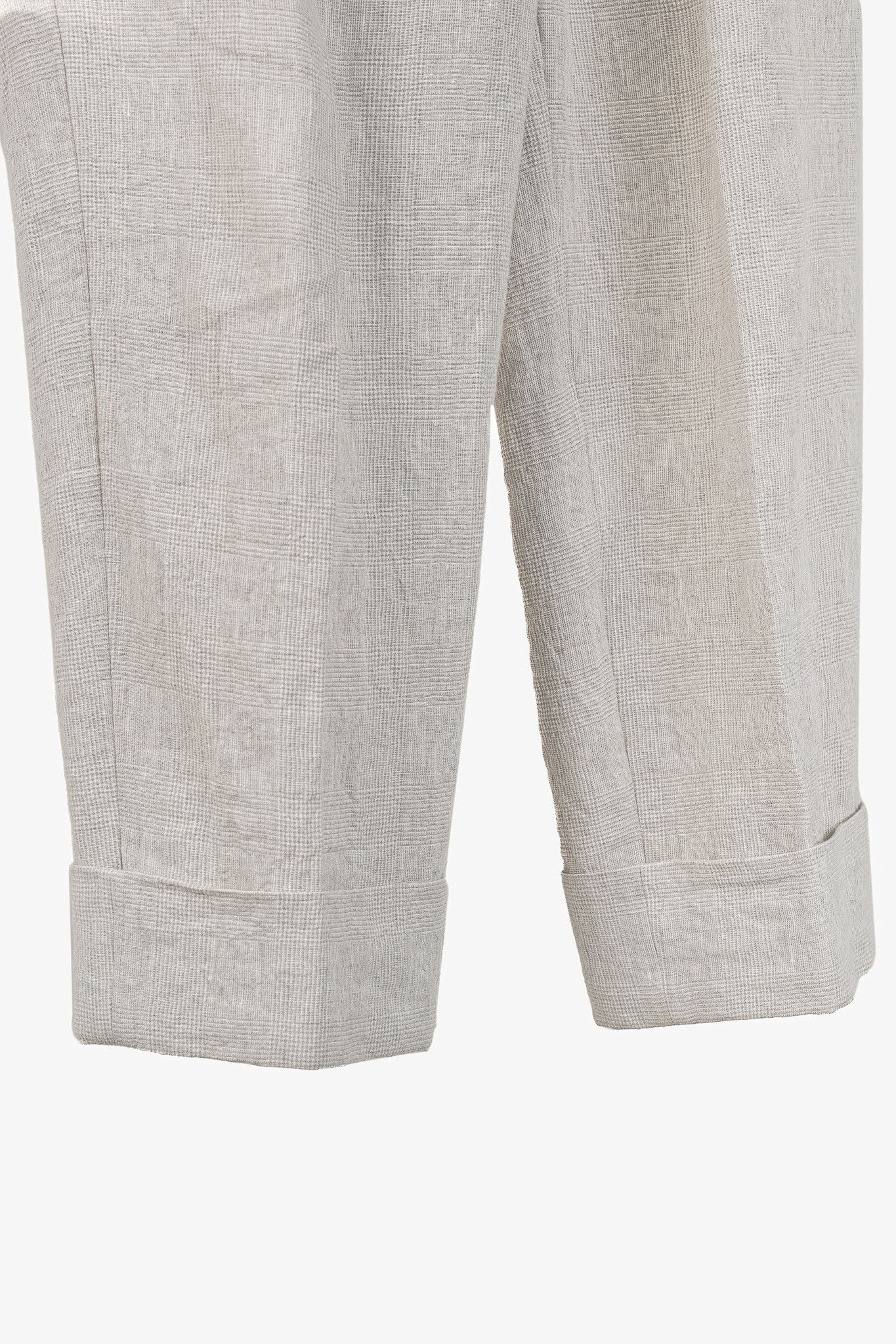 Brunello Cucinelli Brunello Cucinelli SS/23 Glen-Plaid Linen Cuffed Trousers Size 28" / US 6 / IT 42 - 6 Thumbnail