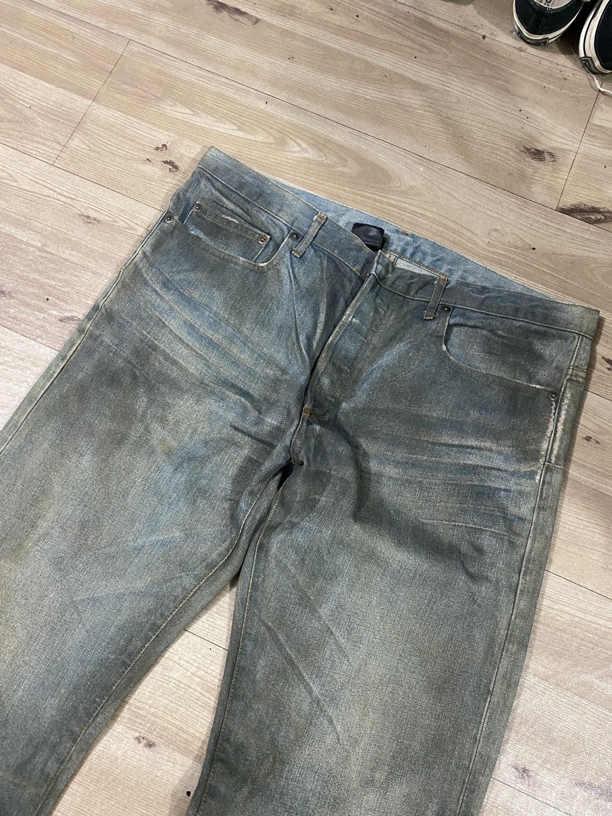 Dior SS04 Dior Homme Strip Dirty Bleu Claire Clawmark Denim Jeans Size US 34 / EU 50 - 3 Thumbnail