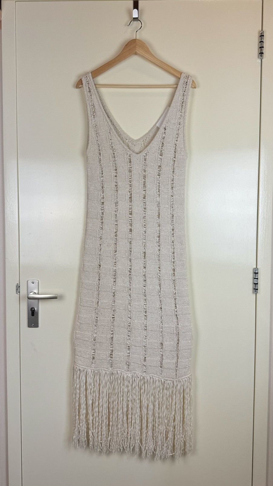 REMAIN Birger Christensen Remain cotton crochet knit fringe tassels maxi dress summer Size L / US 10 / IT 46 - 3 Thumbnail