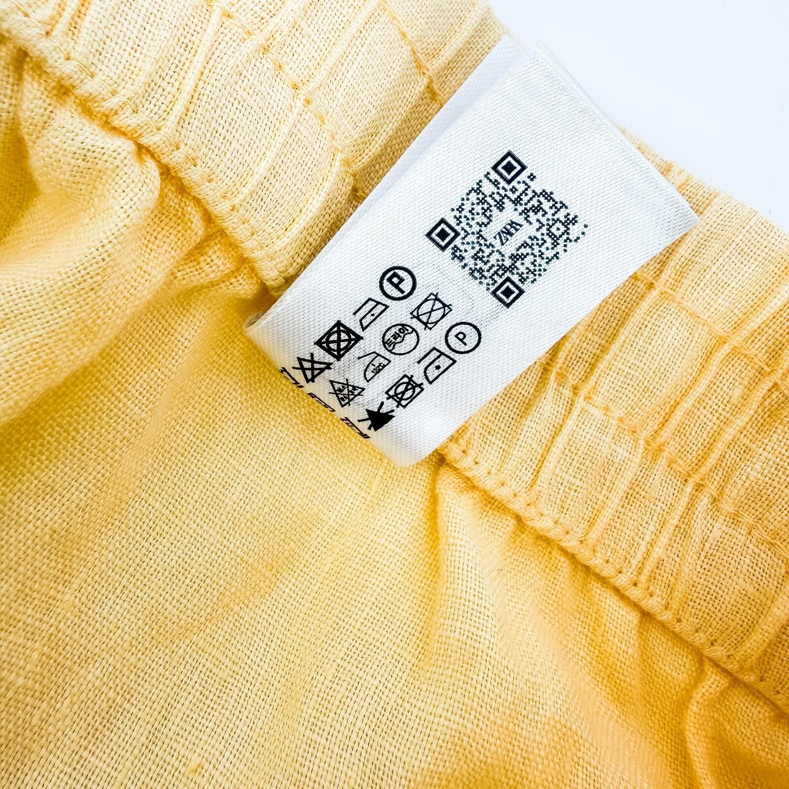 Zara Zara Shorts Women's Large Yellow Linen Cotton Blend NWT Size 36" / US 14 / IT 50 - 6 Thumbnail