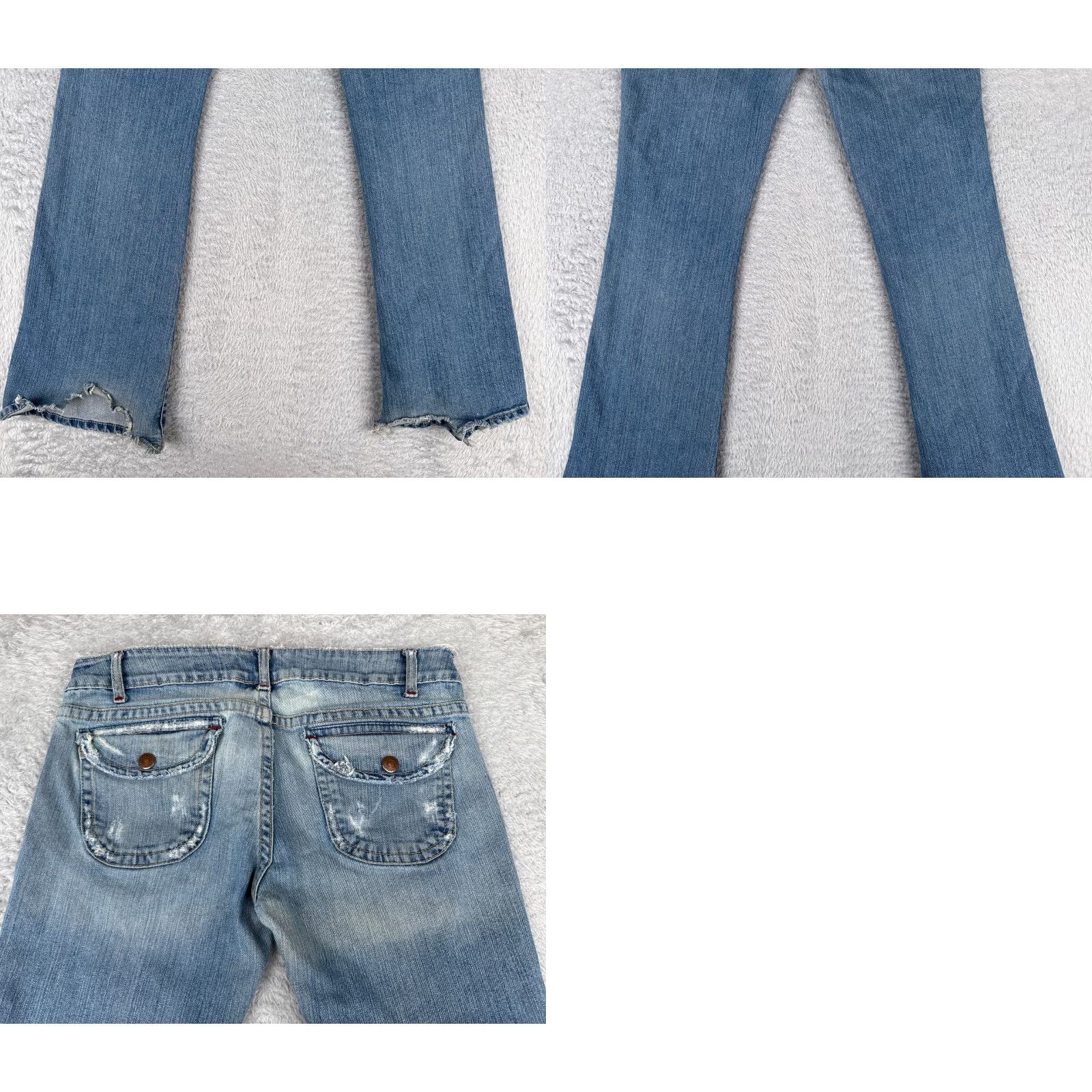 Vintage Aeropostale Jeans 7 Juniors Blue Denim Flared Distressed Cotton Blend Low 32x30 Size 28" / US 6 / IT 42 - 10 Thumbnail