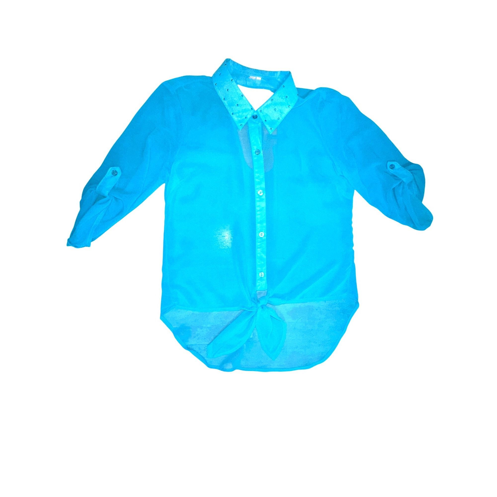 Other CCC Turquoise Tie Front Cutout Back Blouse Medium Statementw Size M / US 6-8 / IT 42-44 - 7 Thumbnail