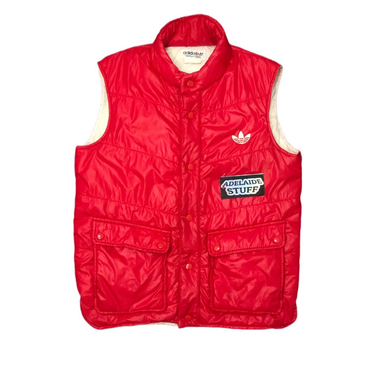Vintage 80s Adidas Puffer Vest Snap Button