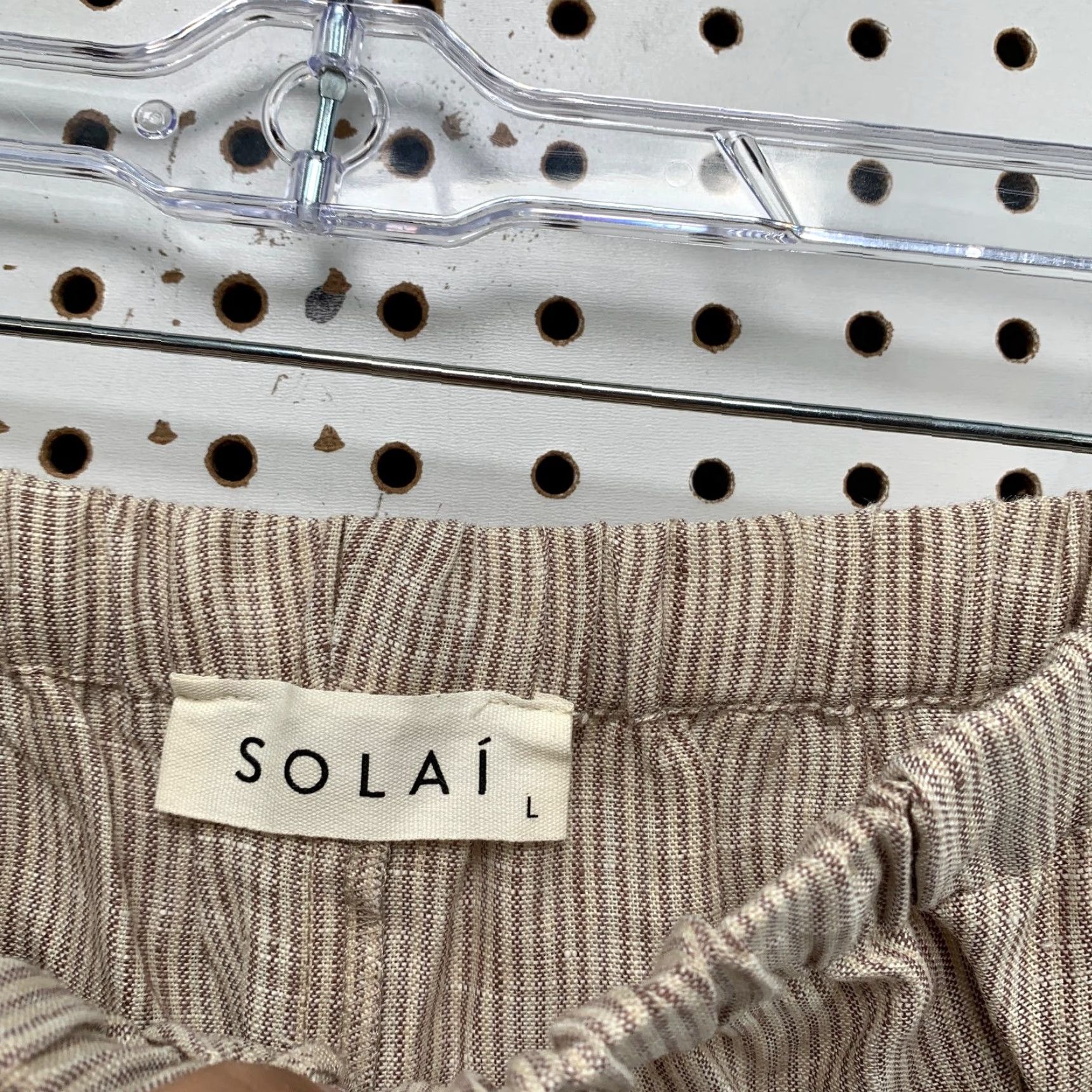 Vintage Solai Linen Pants Womens Large Beige Wide-Leg Drawstring Boho Size 36" / US 14 / IT 50 - 5 Thumbnail