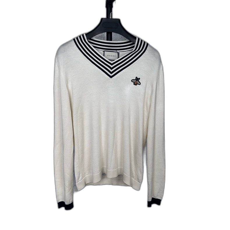 Gucci Gucci VNeck Sweater with Bee Embroidery-2505 Size S / US 4 / IT 40 - 1 Thumbnail