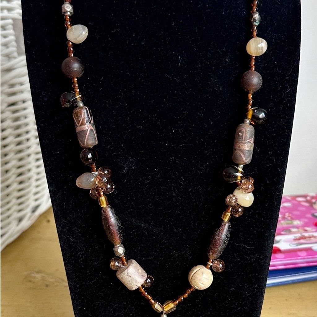 The Unbranded Brand Bohemian Artisan Beaded Tassel Necklace Brown Size ONE SIZE - 2 Thumbnail
