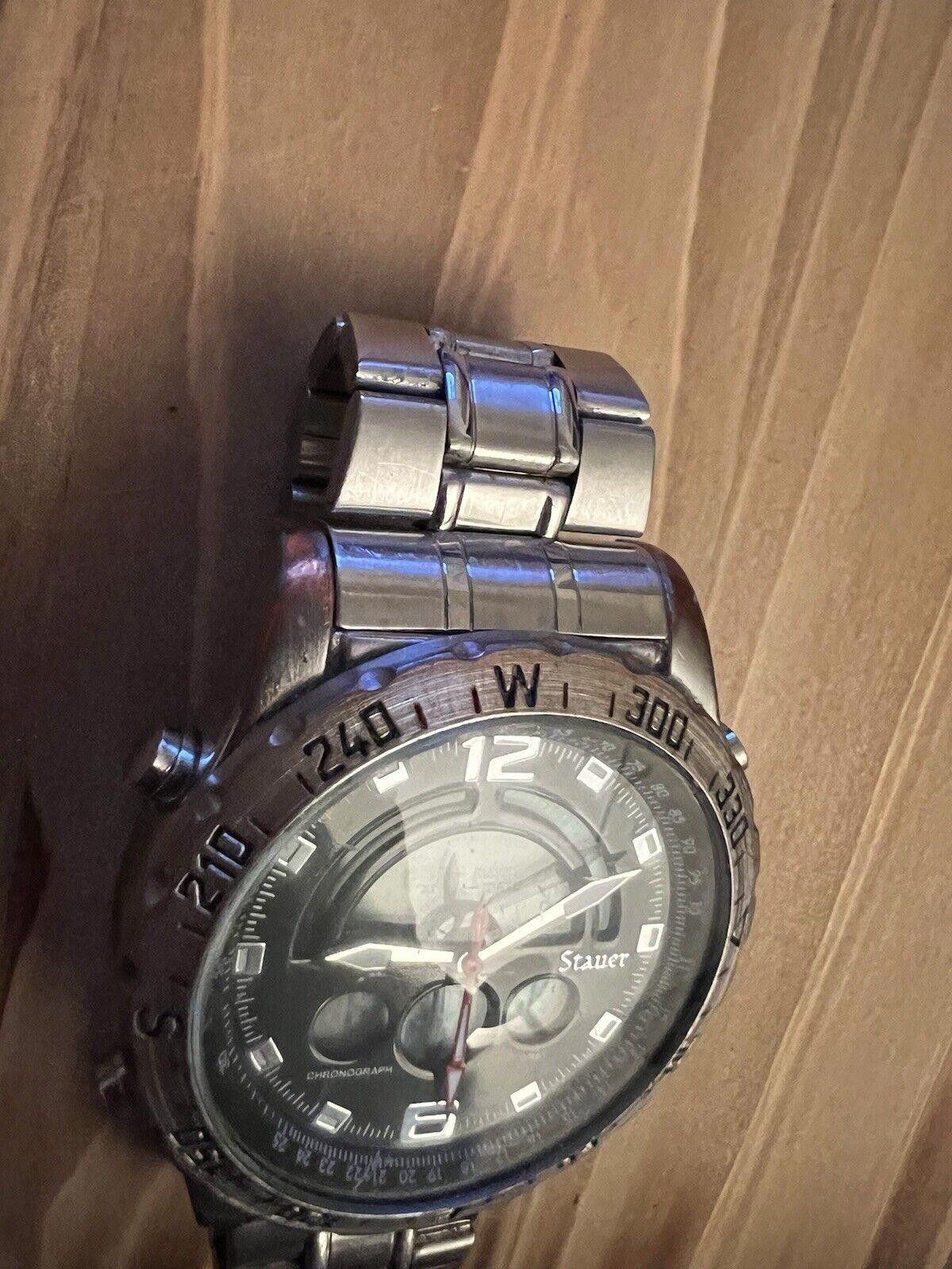 Designer Vintage STAUER CHRONOGRAPH mens watch New Battery Size ONE SIZE - 5 Thumbnail