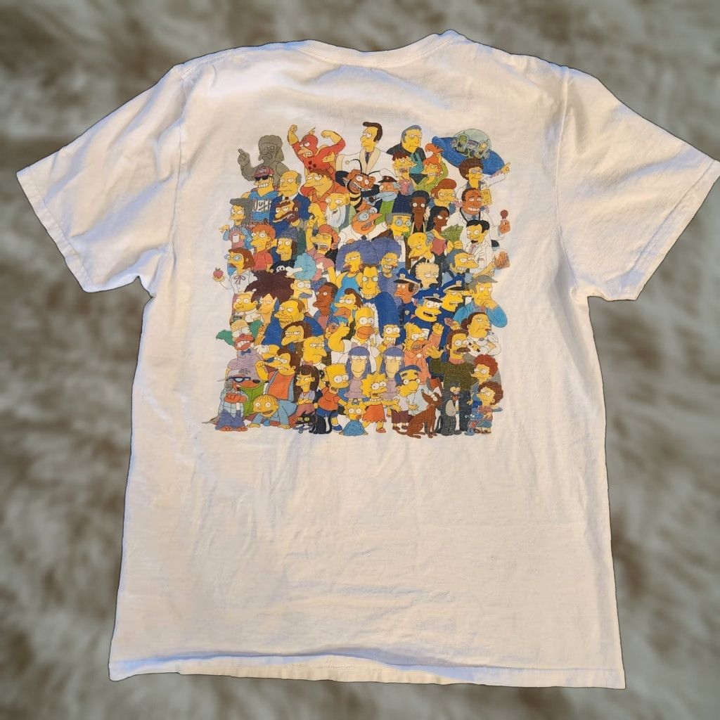 Vintage The Simpsons T Shirt Tee Mens Medium Full Cast Couch Double-Sided Graphic White Shirt Mens M Graphic Tee Size US M / EU 48-50 / 2 - 1 Thumbnail