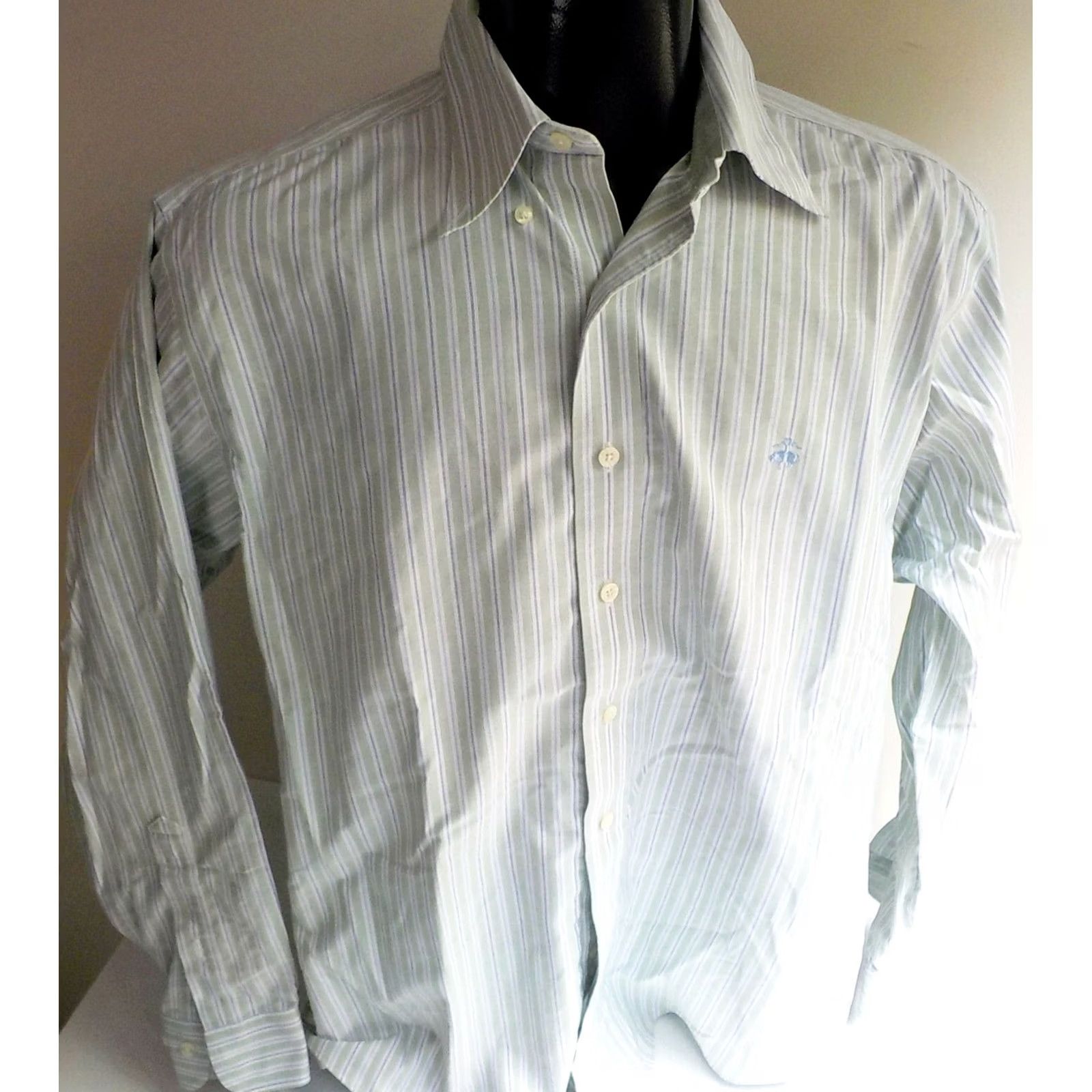 Brooks Brothers Brooks Brothers 1818 Traditional Fit Supima Cotton Striped Shirt M Green/Blue Dress Shirt Mens Size US M / EU 48-50 / 2 - 2 Thumbnail
