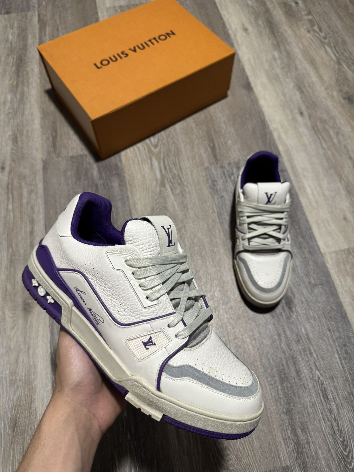 Louis Vuitton White purple #54 signature trainers Size US 8.5 / EU 41-42 - 1 Thumbnail