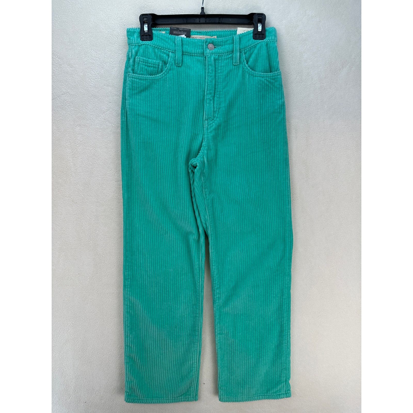 Levi's LEVI'S WOMEN'S RIBCAGE 26X27 TURQUOIS BLUE CORDUROY STRAIGHT Size 26" / US 2 / IT 38 - 1 Thumbnail