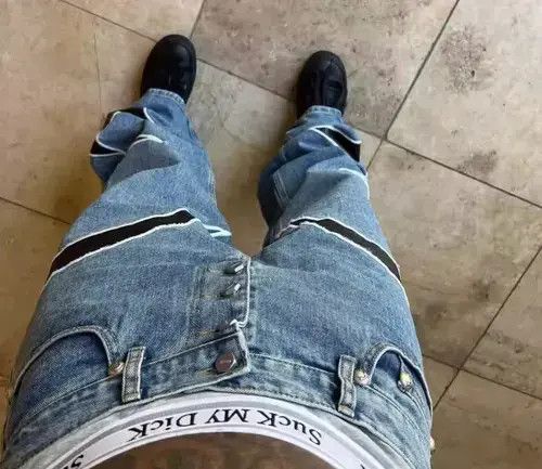 Jean High street embroidered patchwork casual jeans Size US 34 / EU 50 - 3 Thumbnail