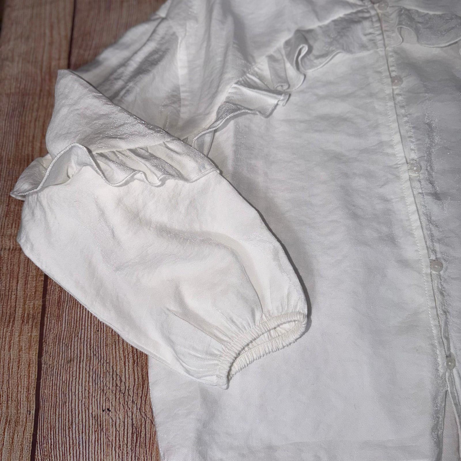Zara Zara Girls 11/12 White Blouse Size L / US 10 / IT 46 - 3 Thumbnail